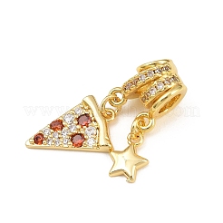 Brass Micro Pave Orange Red Cubic Zirconia Pendants&nbsp;CU-CBAD306-15G