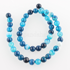 Natural Striped Agate/Banded Agate Round Bead Strands&nbsp;G-E233-07