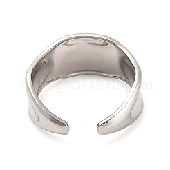 304 Stainless Steel Wide Band Open Cuff Ring for Women&nbsp;RJEW-F160-02P