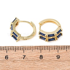Rectangle Brass Micro Pave Cubic Zirconia Hoop Earrings&nbsp;EJEW-H178-03G