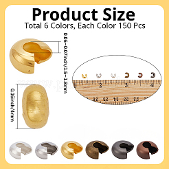 900Pcs 6 Colors Iron Crimp Beads Covers&nbsp;IFIN-PA0001-07B