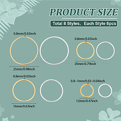 48Pcs 8 Styles 304 Stainless Steel Linking Ring&nbsp;STAS-ME0002-36