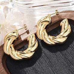 Twist C-Shaped 304 Stainless Steel Stud Earrings for Women&nbsp;LS-EJEW-A125-04G