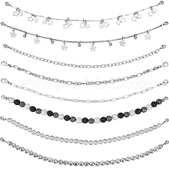 8Pcs 8 Styles Acrylic Beads & Polymer Clay Rhinestone & Brass & Stainless Steel Baseball Cap Chains&nbsp;HJEW-SC0002-45