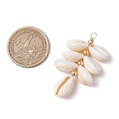 Natural Cowrie Shell Color-Changing Cluster Pendants&nbsp;PALLOY-JF03560-01