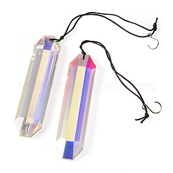 2Pcs Rectangle Glass Hanging Ornaments&nbsp;HJEW-TAC0187