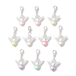 Opaque Acrylic Heart Angel Pendant Decorations&nbsp;HJEW-JM04528