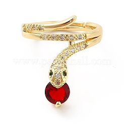 Cubic Zirconia Snake with Glass Wrap Adjustable Ring&nbsp;KK-H439-02B-G