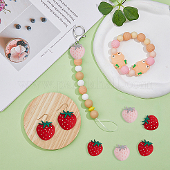 16Pcs 2 Colors Strawberry Food Grade Eco-Friendly Silicone Focal Beads&nbsp;SIL-DC0001-46