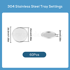60Pcs 304 Stainless Steel Plain Edge Bezel Cups&nbsp;STAS-SC0009-12