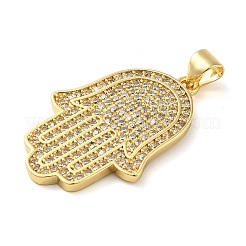 Rack Plating Brass Micro Pave Clear Cubic Zirconia Pendants&nbsp;KK-C047-08G