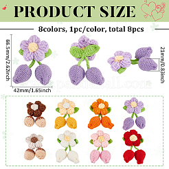 8Pcs 8 Colors Handmade Crochet Cotton Flower Ornaments&nbsp;AJEW-FG0004-12