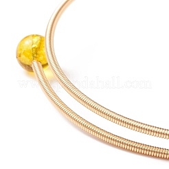 Natural Citrine(Dyed & Heated) & Quartz Crystal(Dyed & Heated) & Pearl Round Beaded Bangle&nbsp;BJEW-JB08464-06