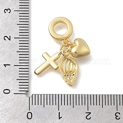 Brass Micro Pave Clear Cubic Zirconia European Dangle Charms&nbsp;KK-D431-033D-G