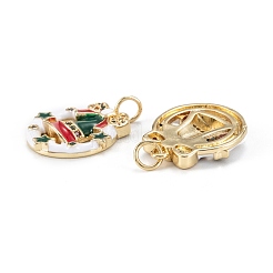 Christmas Themed Brass Micro Pave Cubic Zirconia Pendants&nbsp;ZIRC-L101-06G
