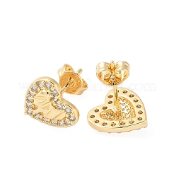 Brass Micro Pave Clear Cubic Zirconia Stud Earrings&nbsp;EJEW-M103-11G