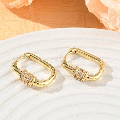 Brass Micro Pave Cubic Zirconia Hoop Earrings&nbsp;KK-CBA98BA-16G