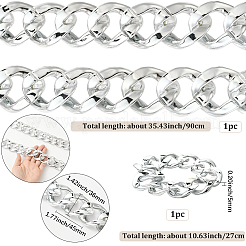 2Pcs 2 Styles Acrylic Cuban Link Chain Necklaces & Bracelets Jewelry Sets&nbsp;SJEW-SP0001-01P