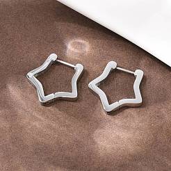 304 Stainless Steel Star Hoop Earrings&nbsp;EJEW-P324-02P