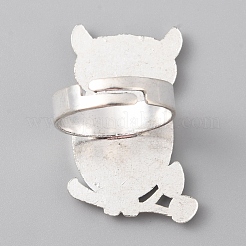 Adjustable Alloy Finger Rings Components&nbsp;PALLOY-WH0101-48AS