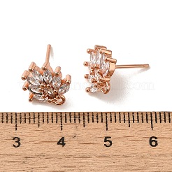 Brass Clear Cubic Zirconia Stud Earring Findings&nbsp;EJEW-E257-03RG