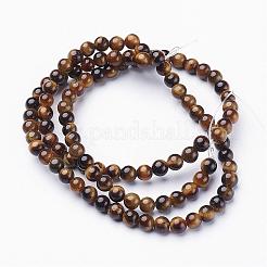 Natural Tiger Eye Beads Strands&nbsp;GSR4mmC014-AB+