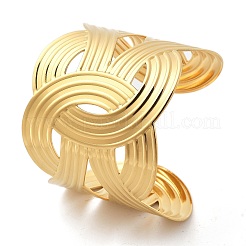 Ion Plating(IP) 304 Stainless Steel Criss Cross Cuff Bangles for Women&nbsp;BJEW-A026-04G