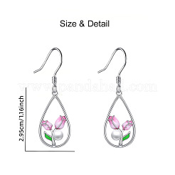 Alloy Enamel Teardrop & Tulip Dangle Earrings&nbsp;WG1F9CE-01