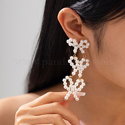 Bowknot Alloy Plastic Pearl Dangle Stud Earrings&nbsp;FS-WGBA216-05