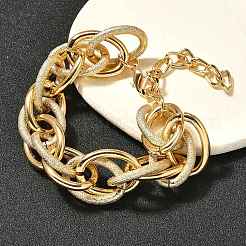 Punk & Hiphop Style Alloy Rolo Chains Link Bracelets for Women Men&nbsp;LS-BJEW-K270-01G