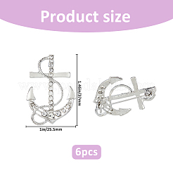 6Pcs Anchor Alloy Rhinestone Lapel Pins for Backpack Clothes&nbsp;JEWB-FH0002-73P