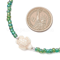 12Pcs 12 Colors Ocean Synthetic Turquoise Turtle with Glass Seed Beaded Necklaces for Women&nbsp;NJEW-JN05946
