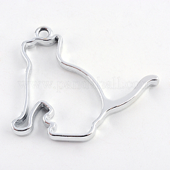 Rack Plating Alloy Kitten Open Back Bezel Pendants&nbsp;PALLOY-S047-42D-FF