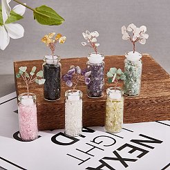 6Pcs 6 Style Natural Gemstone Chip Money Tree Display Decorations&nbsp;DJEW-SZ0001-07