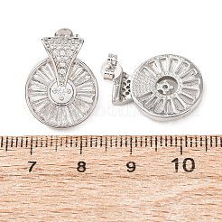 Flat Round Brass Micro Pave Clear Cubic Zirconia Stud Earrings&nbsp;EJEW-D351-11P