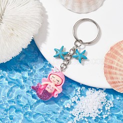 Mermaid Opaque Resin Pendant Keychain&nbsp;KEYC-JKC00624-03