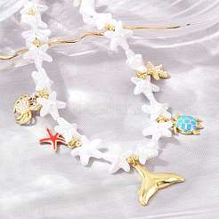 Ocean Brass Pave Cubic Zirconia and Enamel Sea Animals Pendant Necklaces&nbsp;KK-CBA4547-03C-G