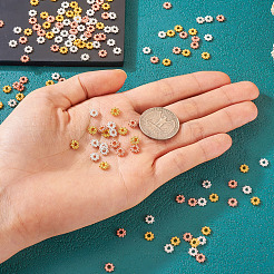 300Pcs 3 Colors Alloy Daisy Spacer Beads&nbsp;PALLOY-CD0001-11