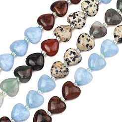 Gradient Color Natural African Bloodstone & Dalmatian Jasper & Mahogany Obsidian & Dyed White Jade & Fluorite Beads Strands&nbsp;G-B185-A12