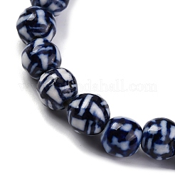 Handmade Blue and White Porcelain Beads Strands&nbsp;PORC-I027-02B