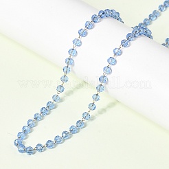 304 Stainless Steel with Glass Faceted Rondelle Bead Handmade Link Chain Birth Stone Necklaces for Women&nbsp;NJEW-G195-01G-07