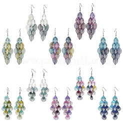 5 Pairs 5 Colors 430 Stainless Steel Shell Shape Dangle Earrings&nbsp;EJEW-YW0001-12