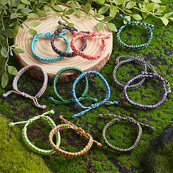 12Pcs 12 Colors Survival Polyester Cord String Bracelets for Hiking Camping Outdoor&nbsp;BJEW-UN0001-67