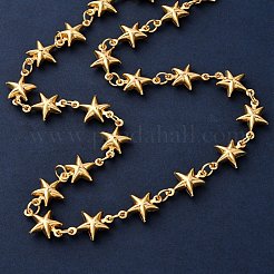 304 Stainless Steel Star Link Chain Necklaces for Women&nbsp;NJEW-G178-13G