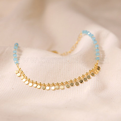 Faceted Rhondelle Glass & Brass Disc Tassel Anklets for Women&nbsp;FS-WGF22A3-01