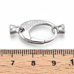 925 Sterling Silver Micro Pave Clear Cubic Zirconia Spring Gate Clasps&nbsp;STER-T008-151P