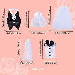 Organza & Cloth Bride and Groom Full Dress Wine Bottle Cover&nbsp;AJEW-DR0001-67