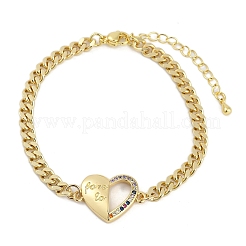 Brass Micro Pave Cubic Zirconia Link Bracelets&nbsp;BJEW-M050-06G-02