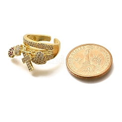 Rack Plating Brass Micro Pave Cubic Zirconia Cuff Finger Rings for Women&nbsp;RJEW-M028-28G