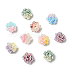 100Pcs 9 Colors Two Tone Plastic Flower Cabochons&nbsp;MRMJ-CJ0001-34